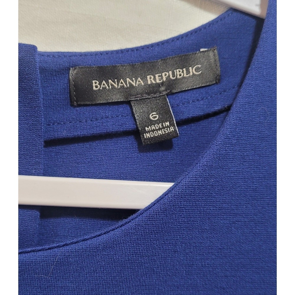 Banana Republic Blue Career Shift Dress Pockets S-Slv Womenrs 6 Stretch Knee - Picture 3 of 9